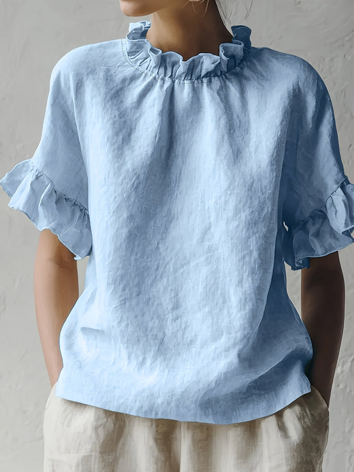 Yuna | Blouse casual couleur unie à col élégant pour femme