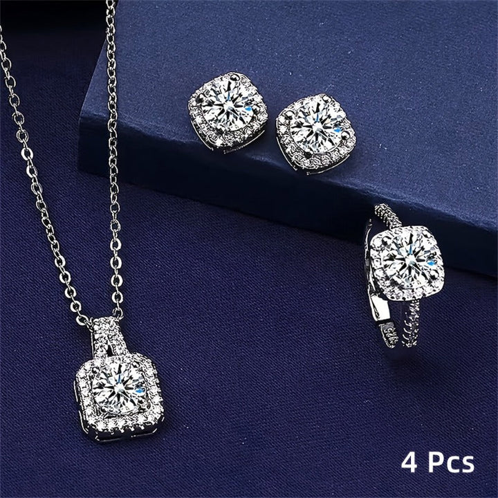 Elkie | Ensemble Élégant de Bijoux Brillants avec Collier, Bague et Boucles d'Oreilles