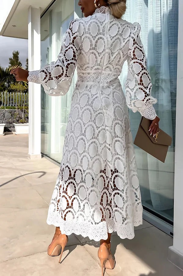 Bloom | Robe Midi de Soirée avec Manches en Dentelle
