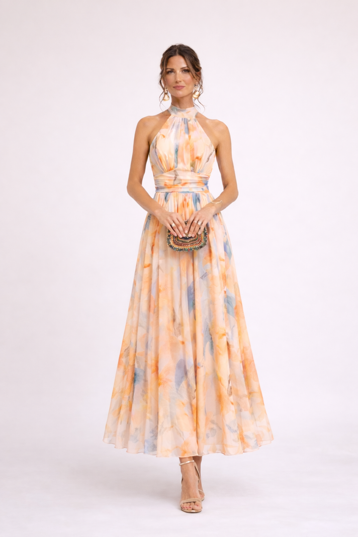 Quincy | Robe Halter Aquarelle
