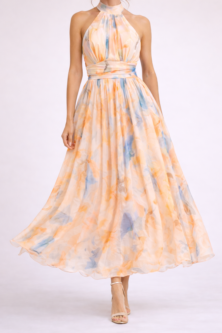 Quincy | Robe Halter Aquarelle