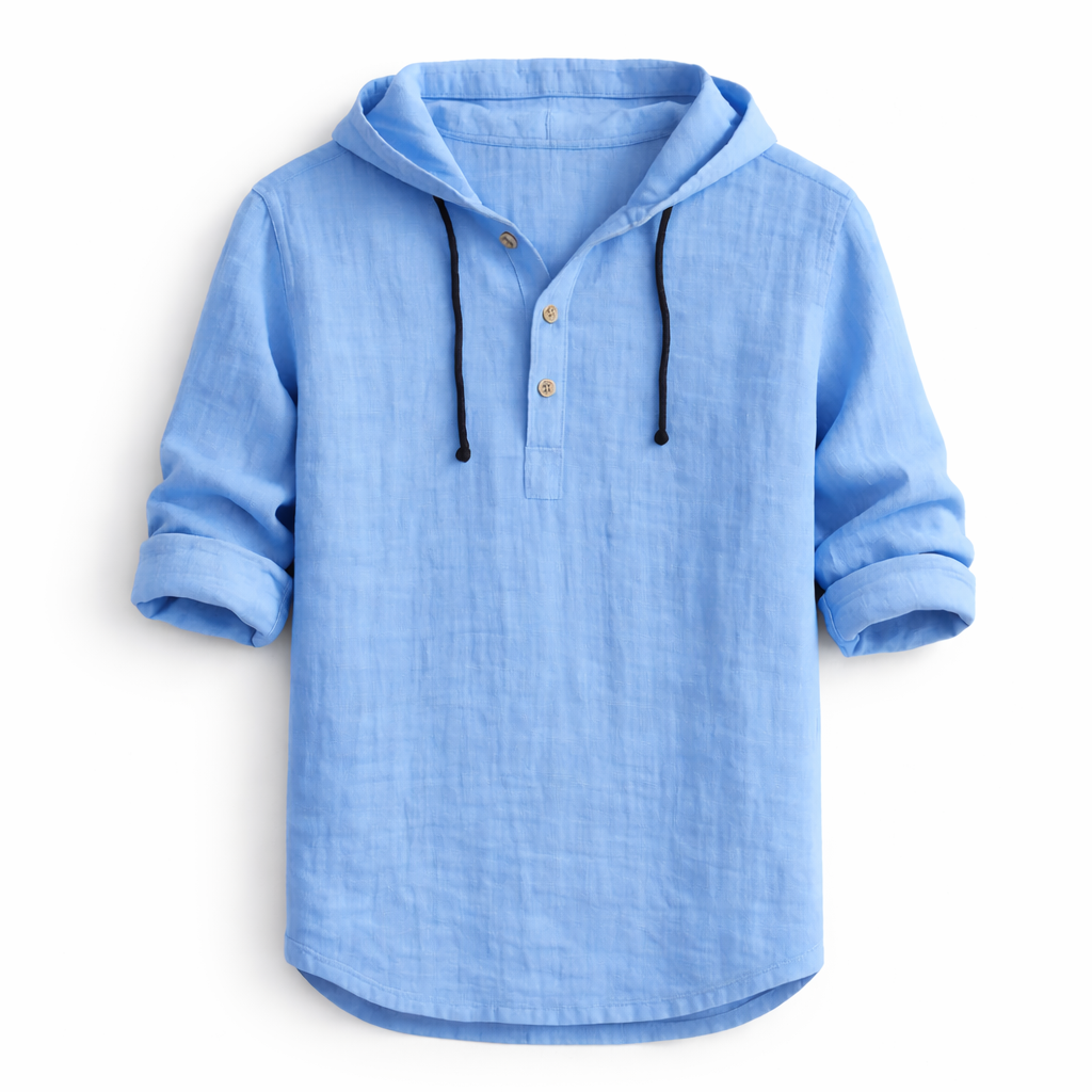Delvaro | Chemise masculine en lin avec capuche et style décontracté