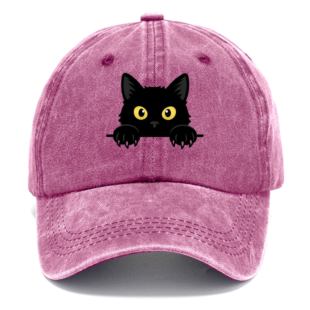Quinnley | Casquette classique avec broderie chat noir originale et colorée