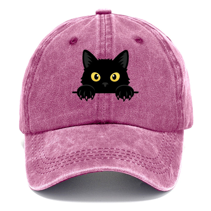 Quinnley | Casquette classique avec broderie chat noir originale et colorée