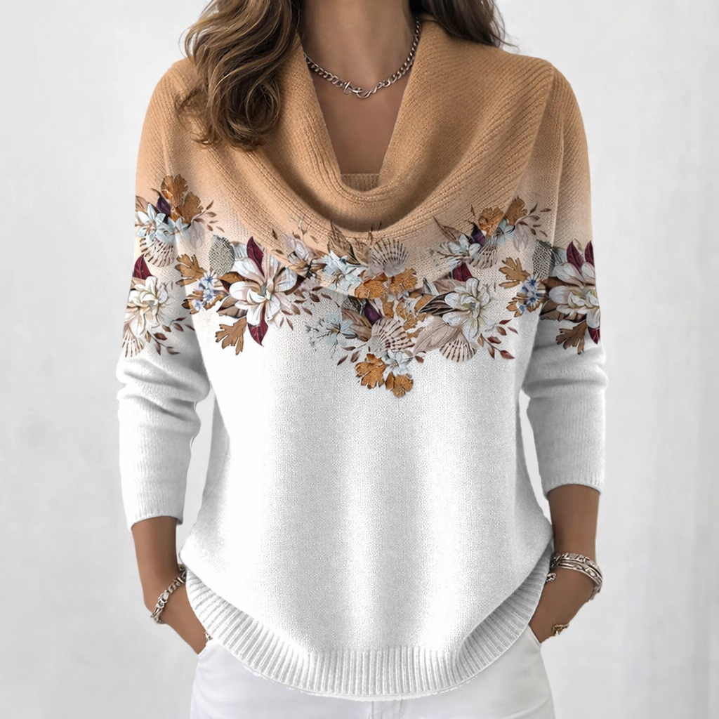 Miravé | Pull Floral à Col Tombant pour Femme