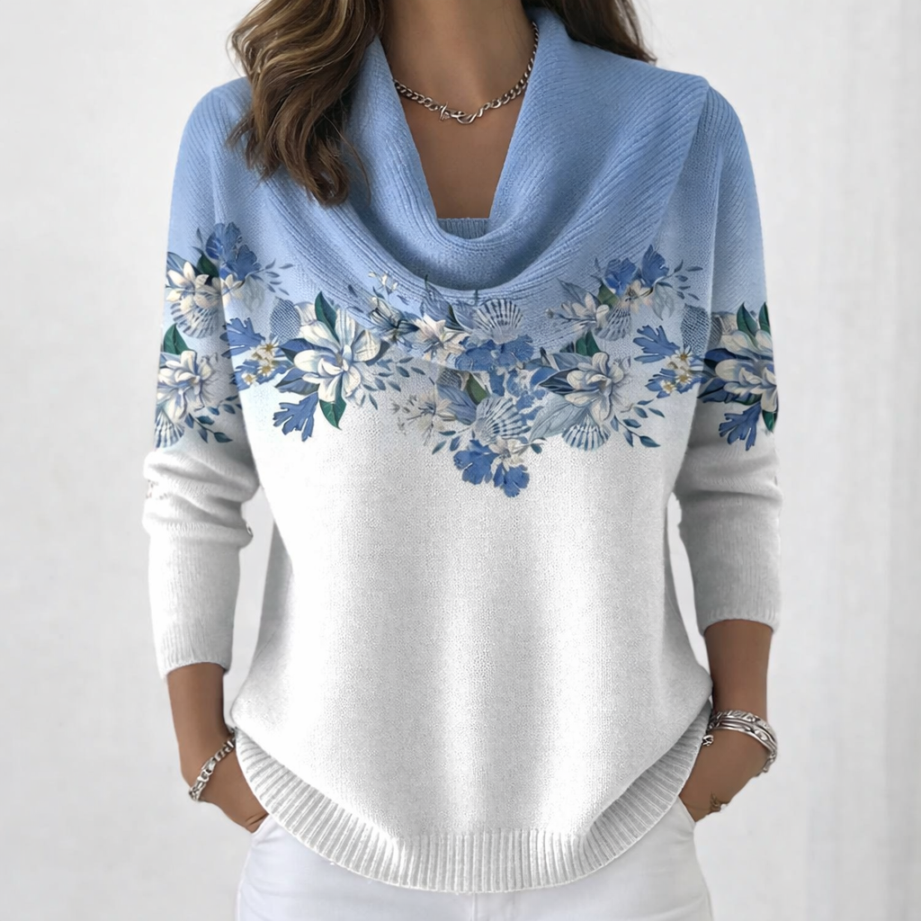 Miravé | Pull Floral à Col Tombant pour Femme