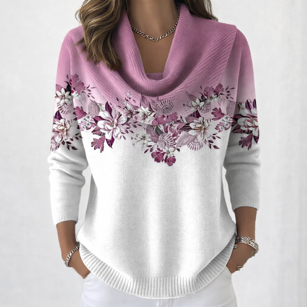 Miravé | Pull Floral à Col Tombant pour Femme