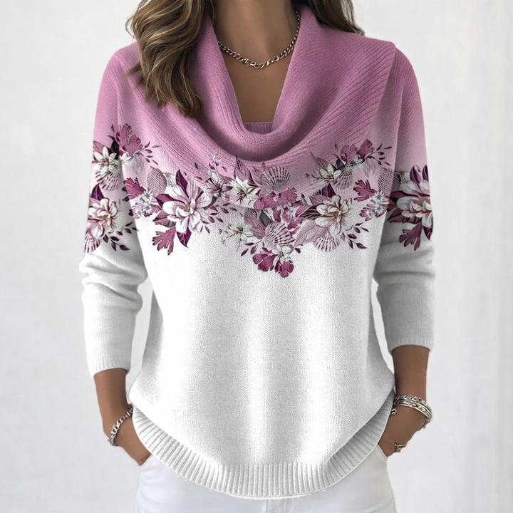 Miravé | Pull Floral à Col Tombant pour Femme