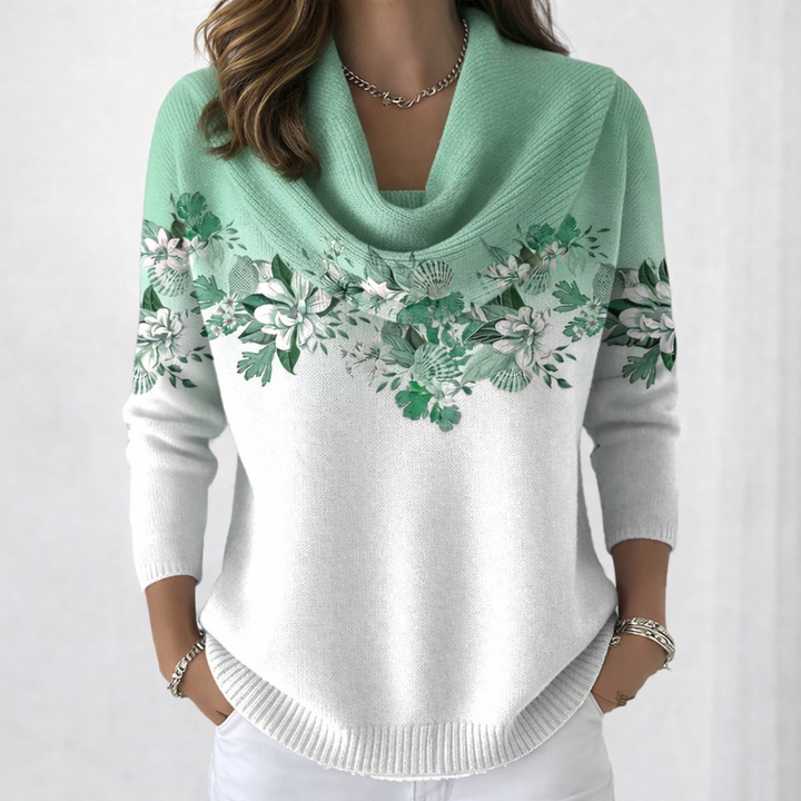 Miravé | Pull Floral à Col Tombant pour Femme