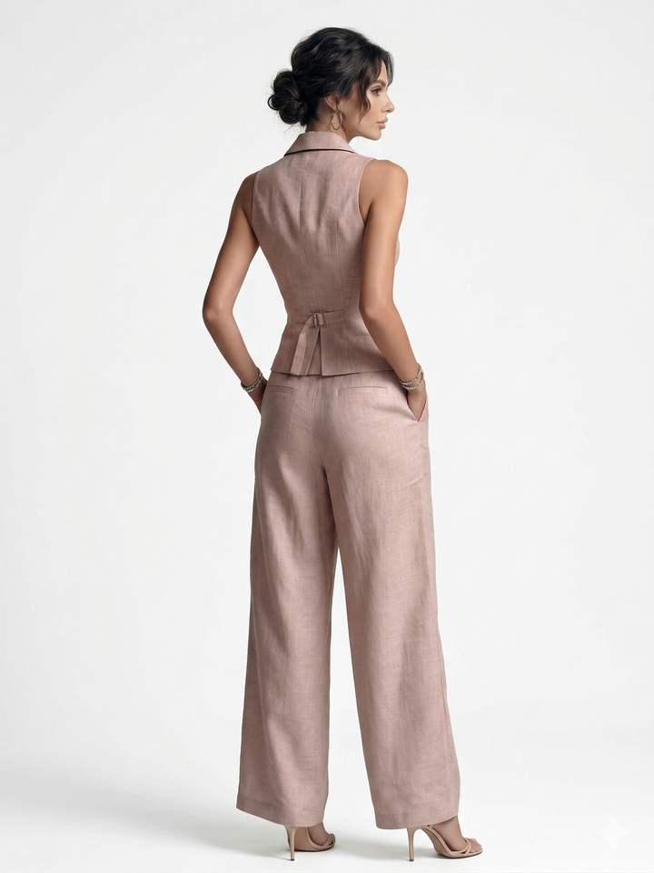Romira | Ensemble chaleco rose et pantalon féminin léger et élégant