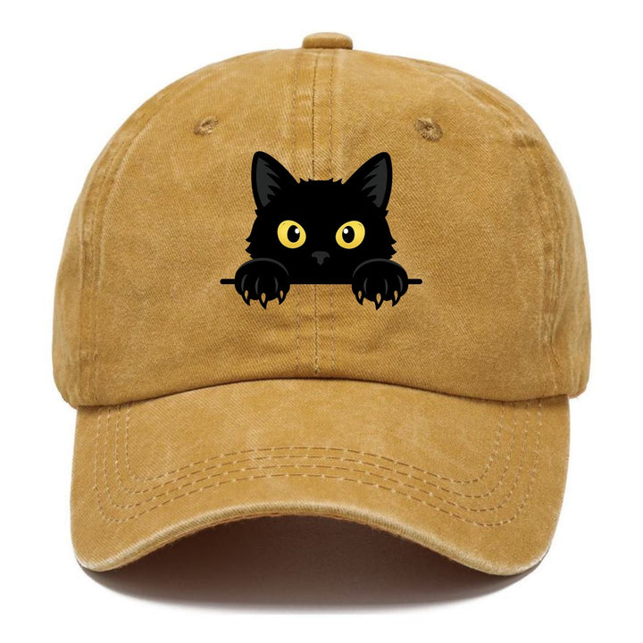 Quinnley | Casquette classique avec broderie chat noir originale et colorée