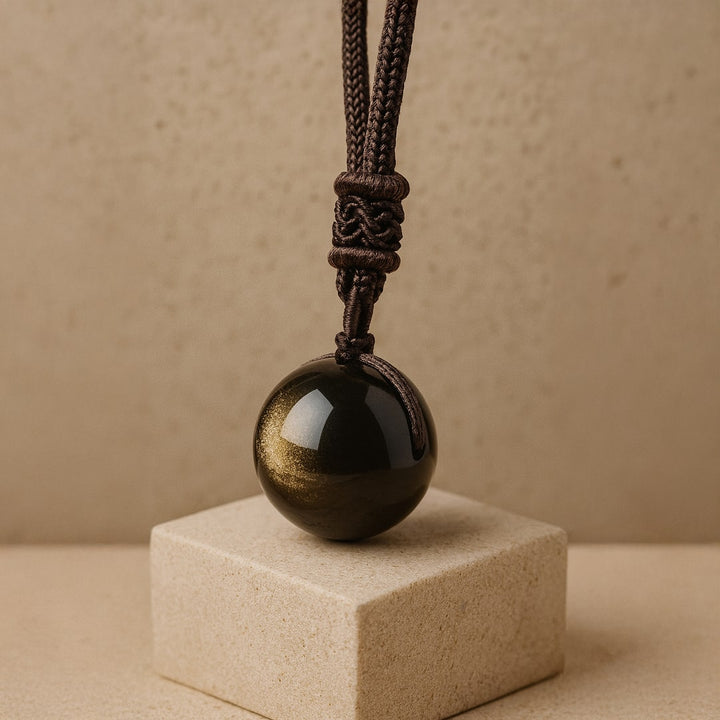Flora | Pendentif "Sphère" en Obsidienne Dorée