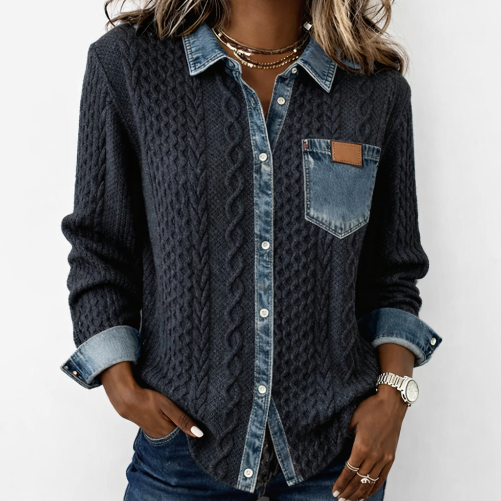 LUMÉRA | Haut en Tissu Patchwork avec Détails en Denim