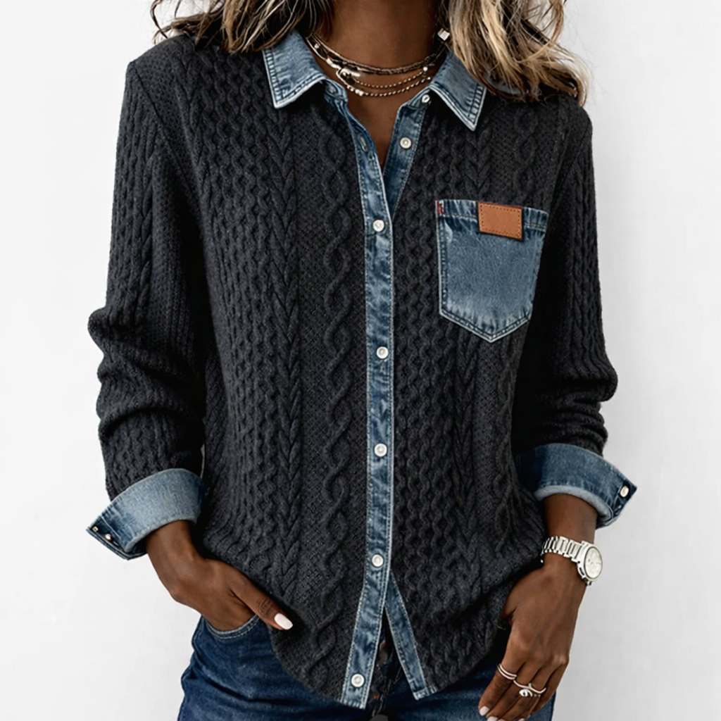 LUMÉRA | Haut en Tissu Patchwork avec Détails en Denim