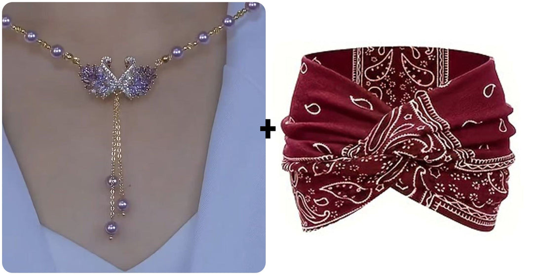 Winslow | Collier avec pendentif Cygne Double en couleur violette