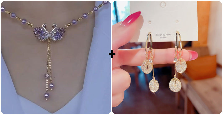 Winslow | Collier avec pendentif Cygne Double en couleur violette