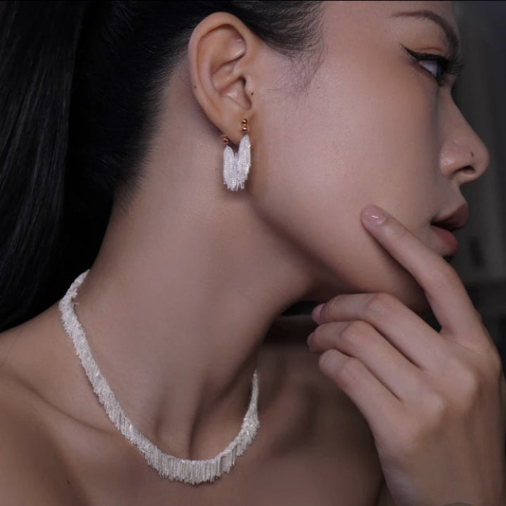 Ursa | Boucles d'oreilles, collier, bracelet avec des franges en cascade