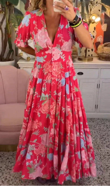 Orla | Robe Imprimée Élégante avec Décolleté en V et Poches