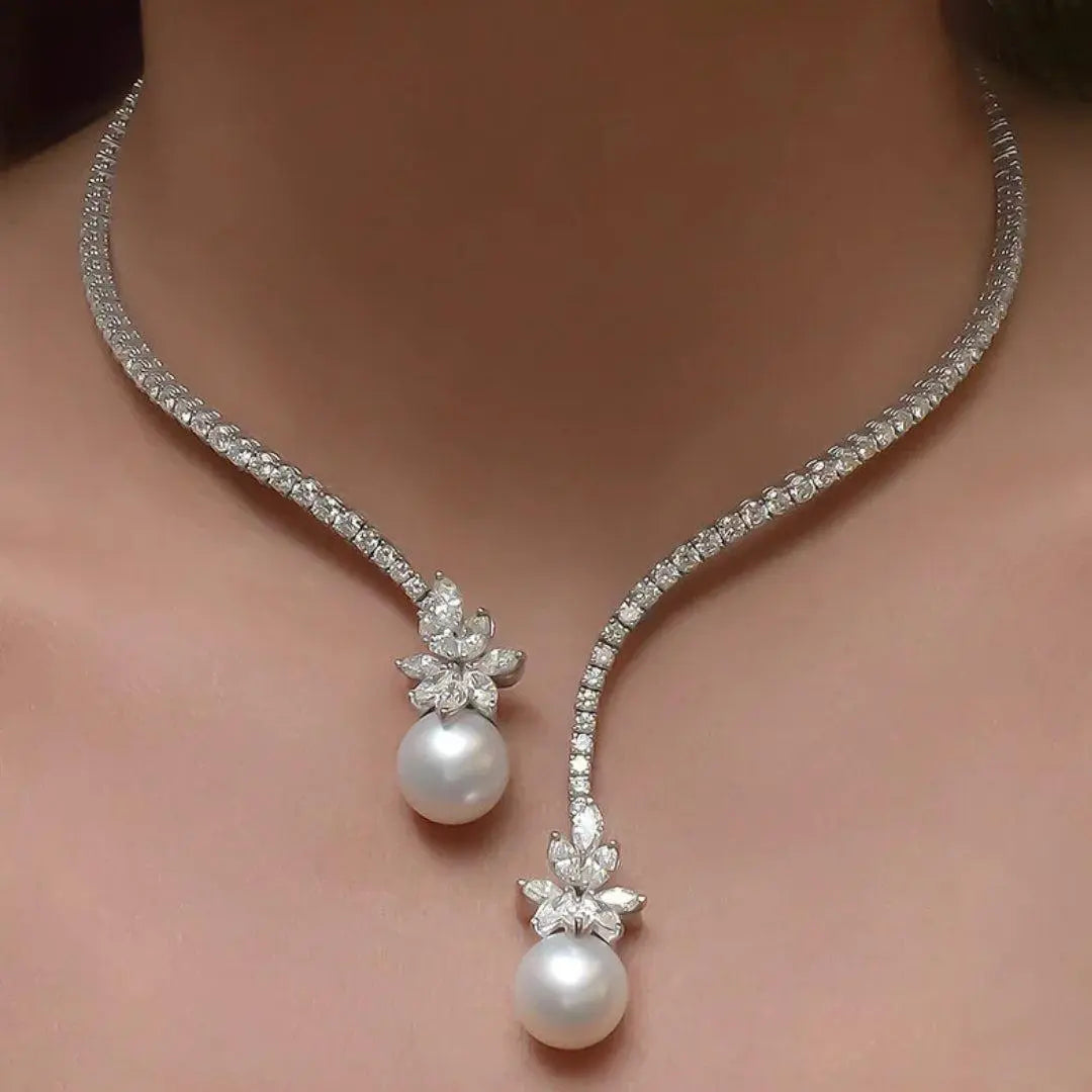 Vionelise | Collier Élégant avec Perles et Argent Sterling Brillant