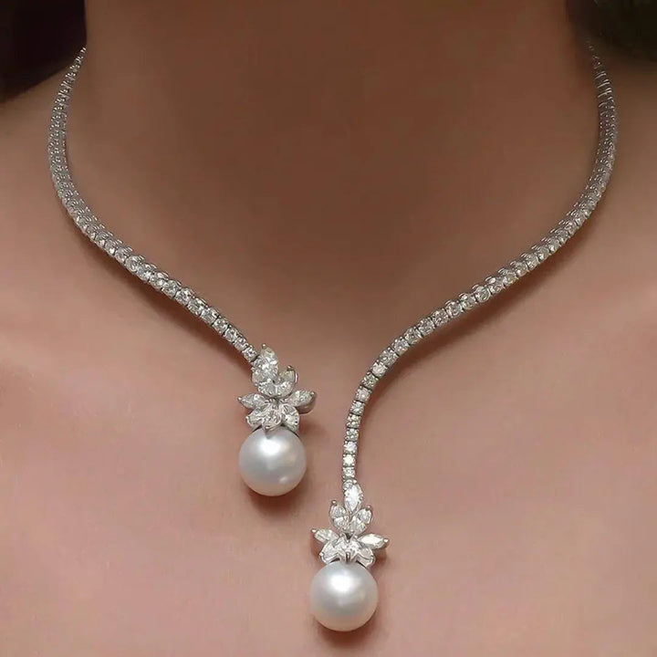 Vionelise | Collier Élégant avec Perles et Argent Sterling Brillant