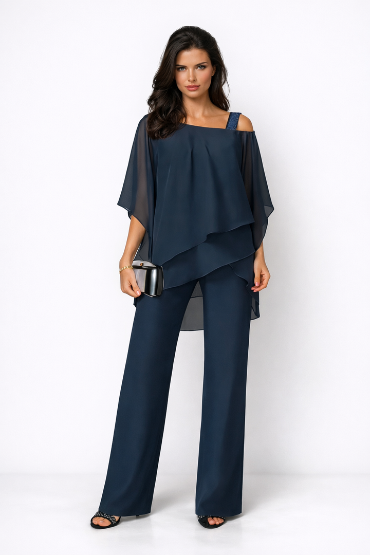 Orosette | Ensemble moderne de top asymétrique et pantalon ample