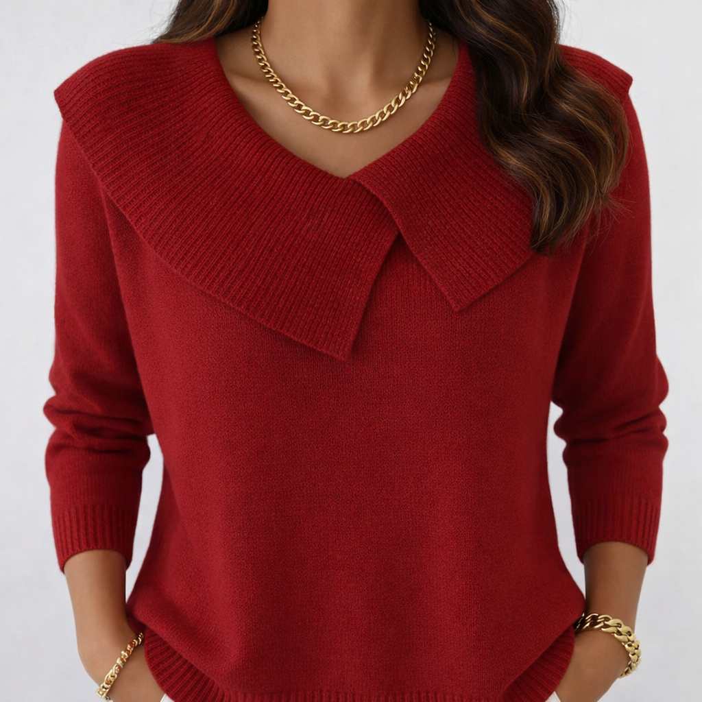 Noiréa | Pull Doux avec Col Drapé Élégant