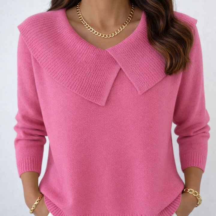 Noiréa | Pull Doux avec Col Drapé Élégant