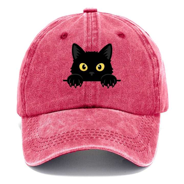 Quinnley | Casquette classique avec broderie chat noir originale et colorée