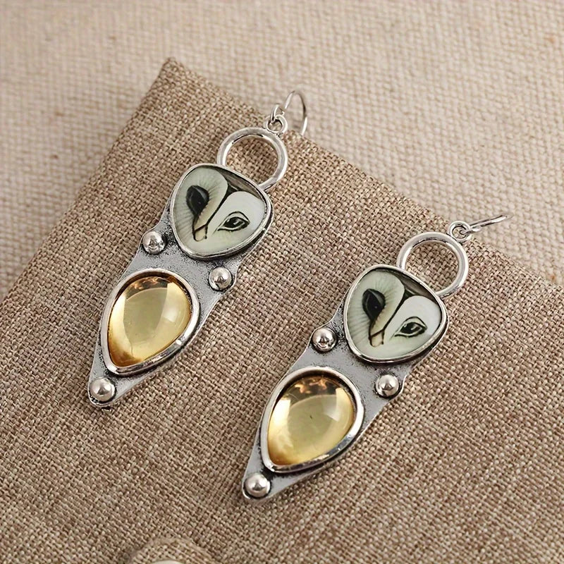 Runa | Boucles d'Oreilles Pendantes en Hibou - Sans Nickel pour Oreilles Sensibles
