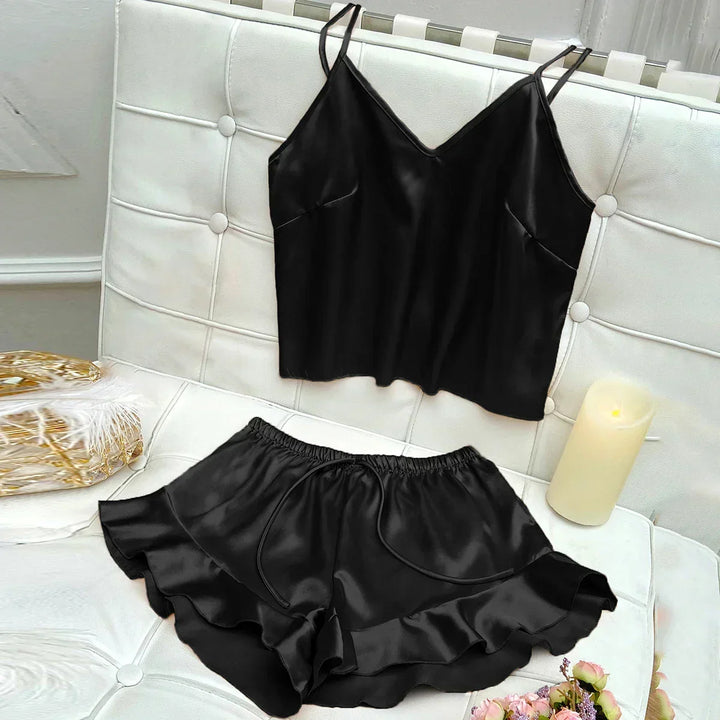 Jessa | Ensemble de Pyjamas Complet avec Top en Satin et Shorts