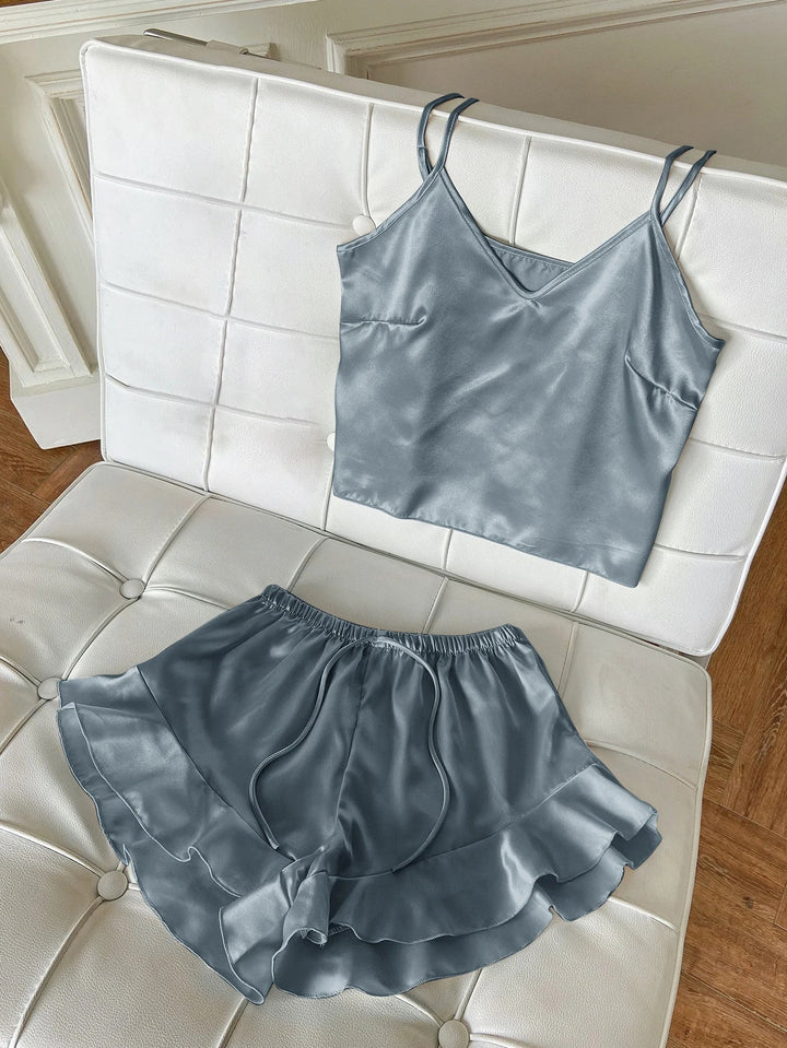 Jessa | Ensemble de Pyjamas Complet avec Top en Satin et Shorts