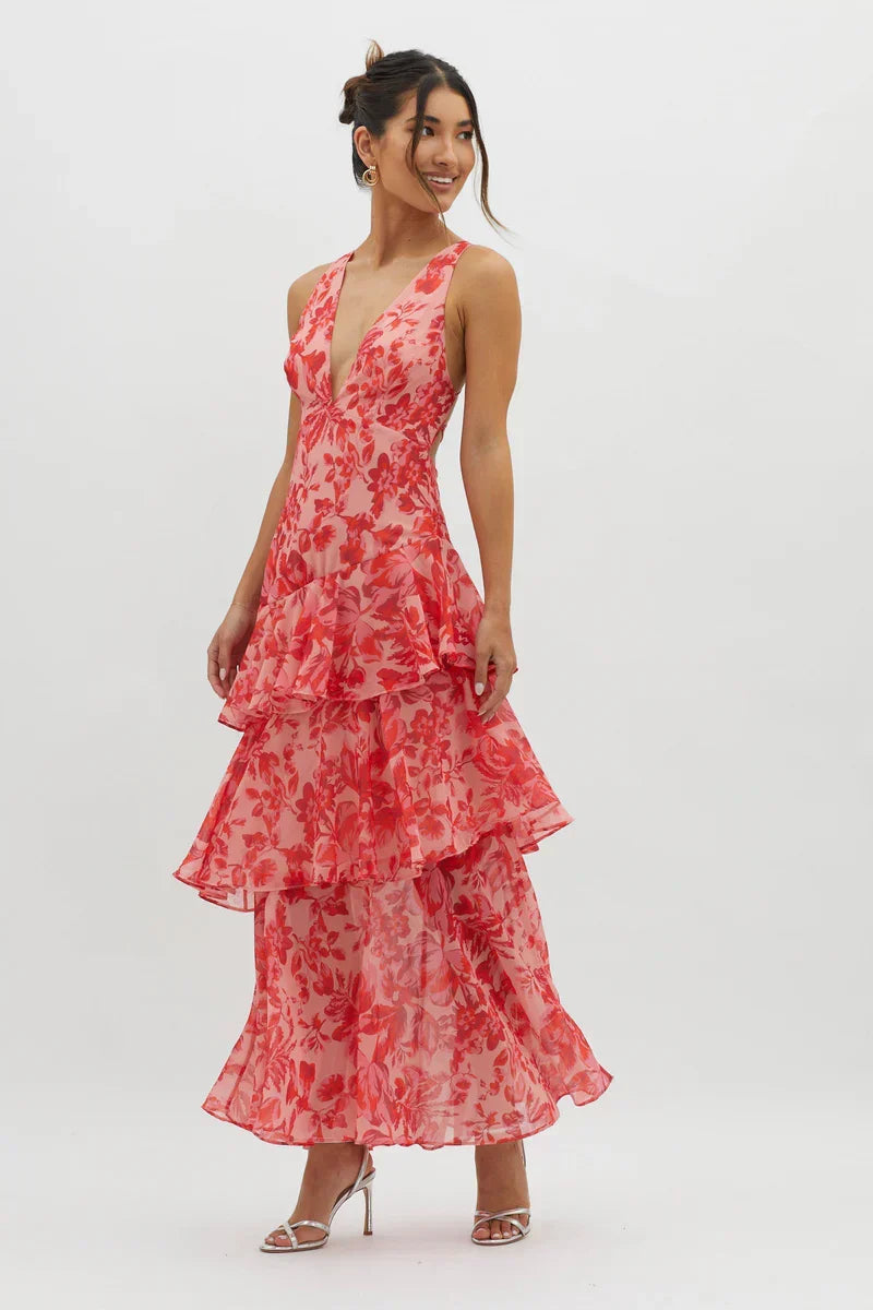 Haven | Robe midi florale élégante