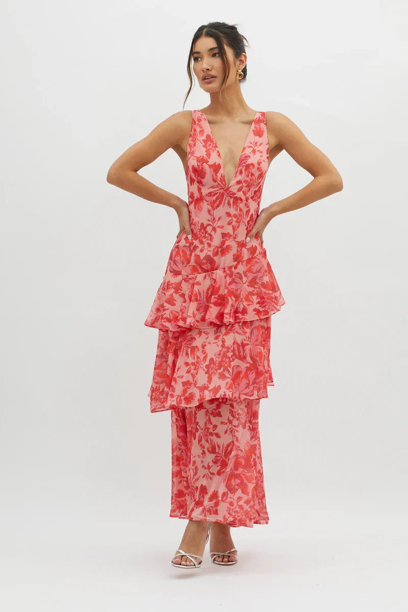 Haven | Robe midi florale élégante