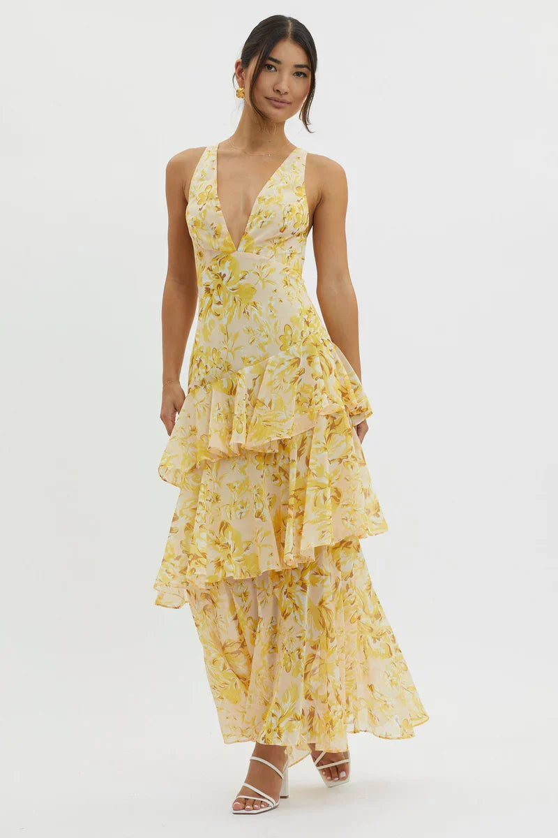 Haven | Robe midi florale élégante