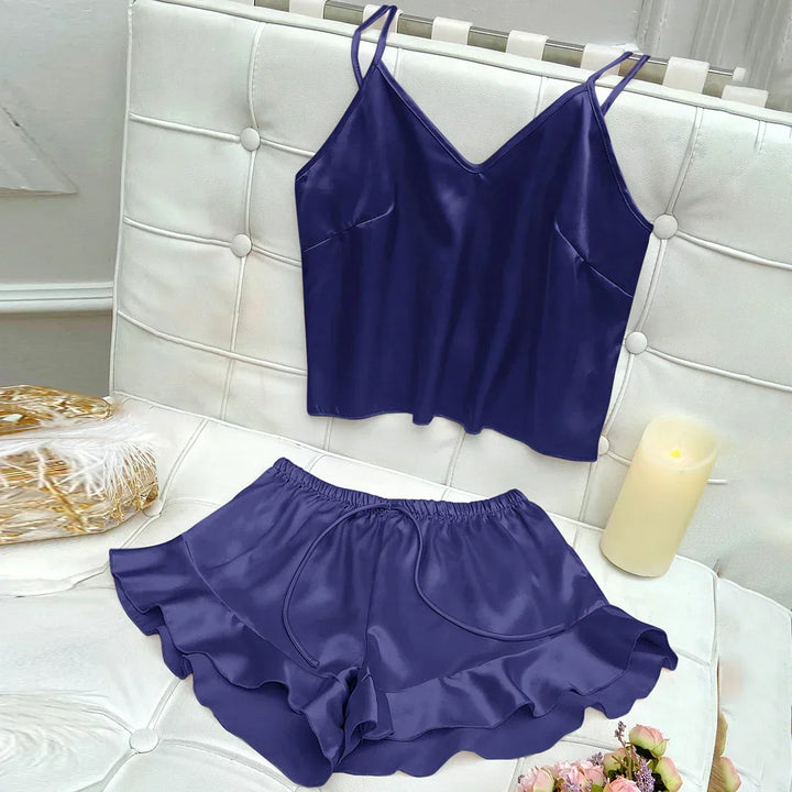 Jessa | Ensemble de Pyjamas Complet avec Top en Satin et Shorts