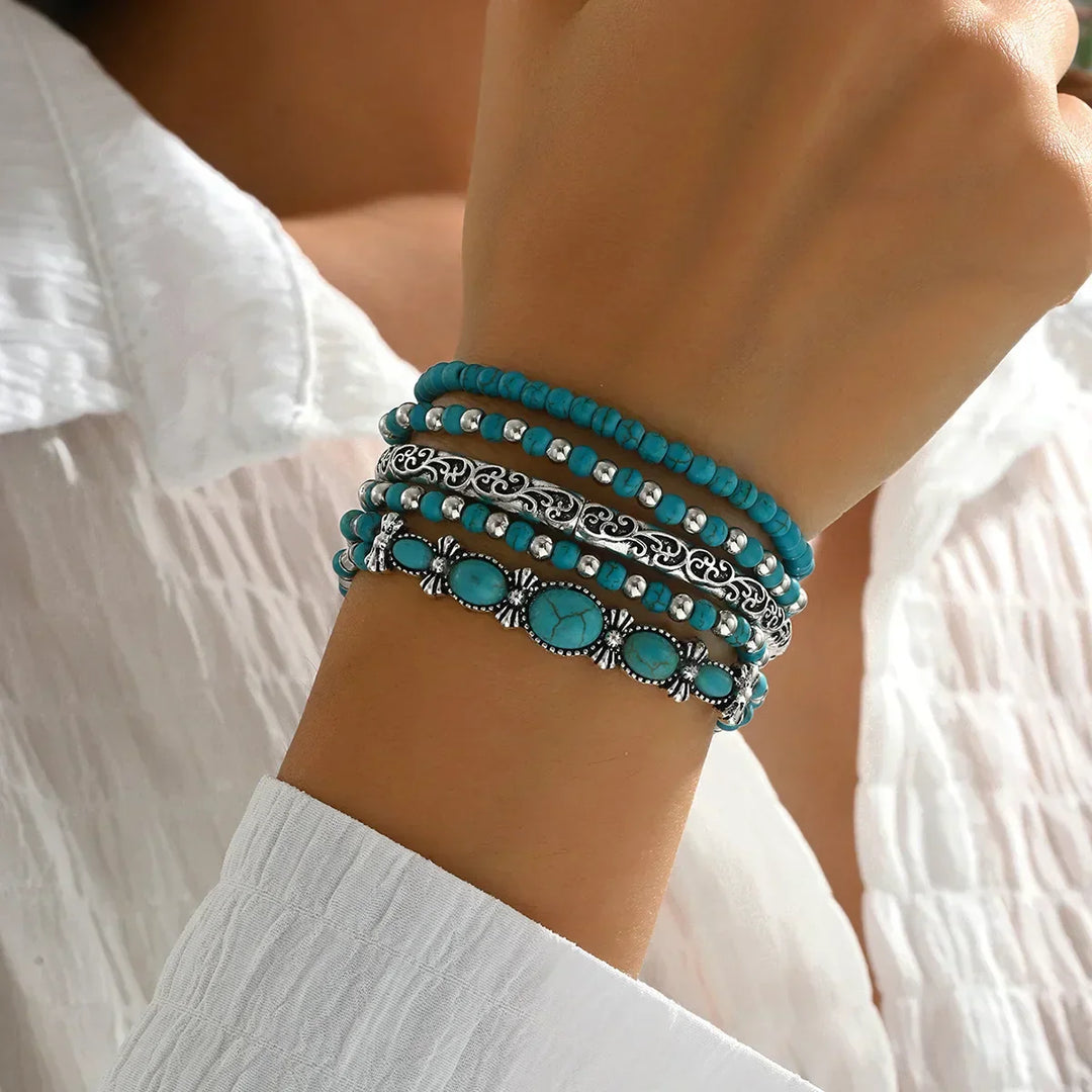 Selavienne | Bracelets boho naturels en perles turquoise et vert