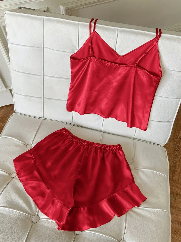 Jessa | Ensemble de Pyjamas Complet avec Top en Satin et Shorts