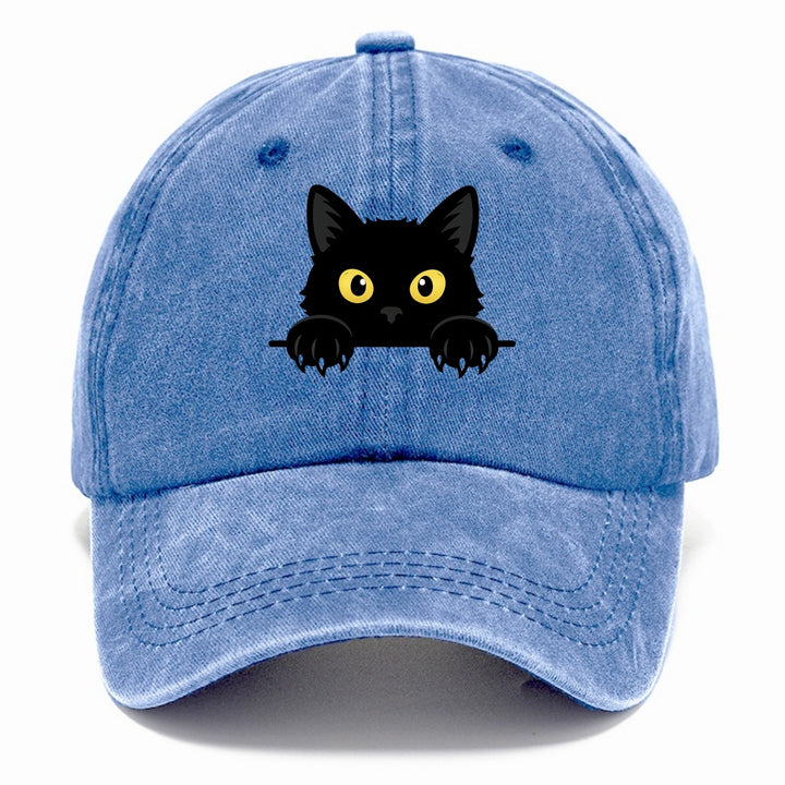Quinnley | Casquette classique avec broderie chat noir originale et colorée