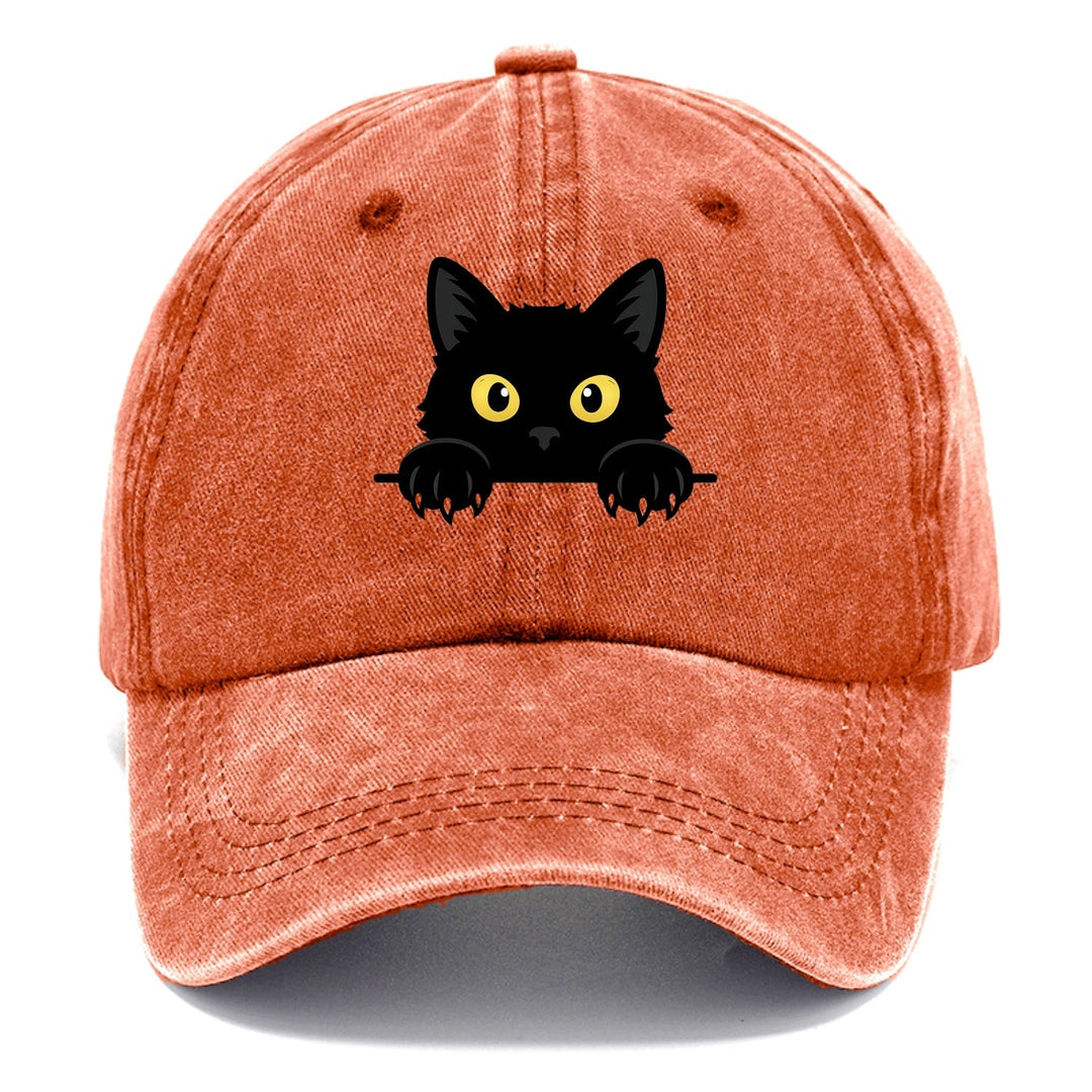 Quinnley | Casquette classique avec broderie chat noir originale et colorée