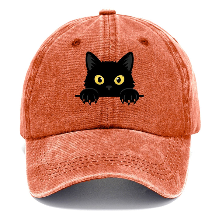 Quinnley | Casquette classique avec broderie chat noir originale et colorée
