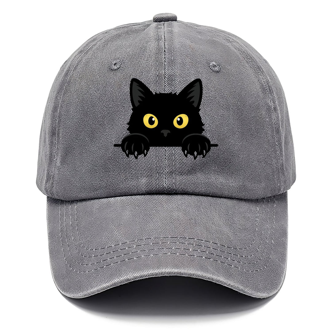 Quinnley | Casquette classique avec broderie chat noir originale et colorée