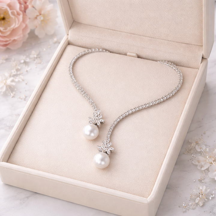 Vionelise | Collier Élégant avec Perles et Argent Sterling Brillant