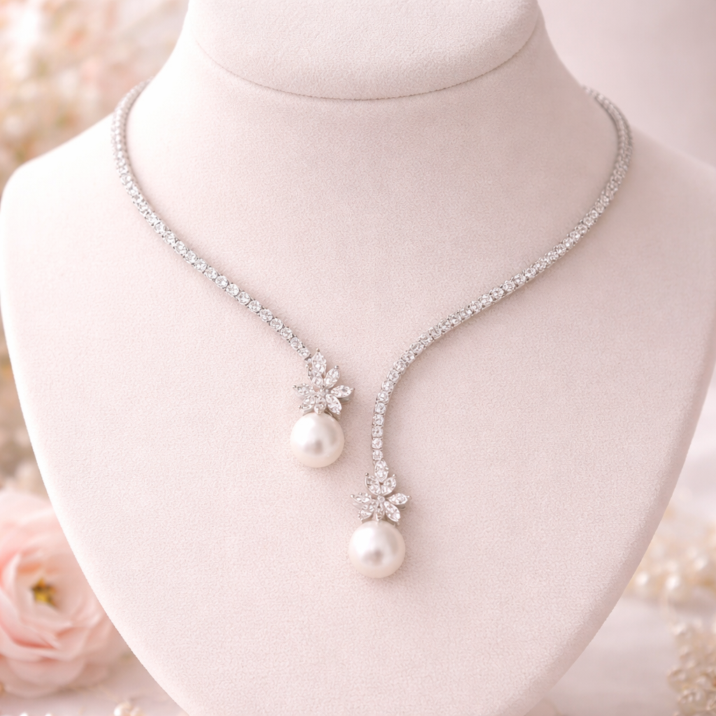 Vionelise | Collier Élégant avec Perles et Argent Sterling Brillant
