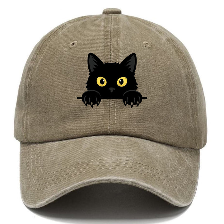 Quinnley | Casquette classique avec broderie chat noir originale et colorée