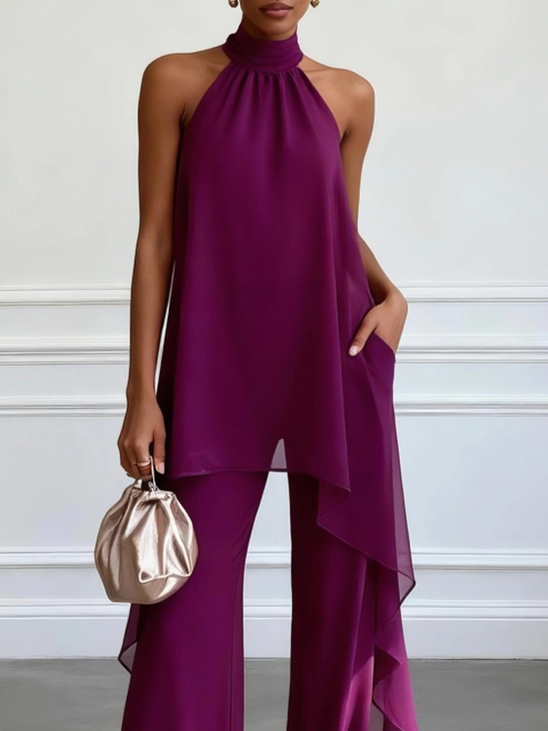 Veda | Ensemble Élégant Halter avec Pantalon Fluide