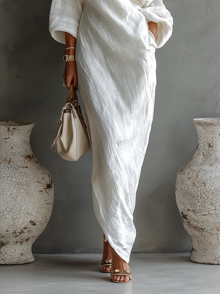 Linoretta | Robe maxi élégante à une épaule avec une chute fluide