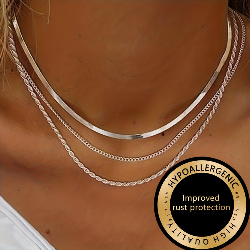 Winsley | Collier Élégant à Trois Couches avec Fini Doré