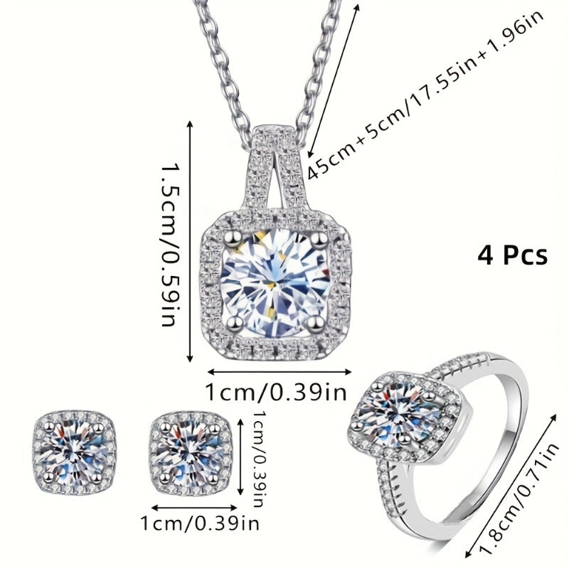 Elkie | Ensemble Élégant de Bijoux Brillants avec Collier, Bague et Boucles d'Oreilles
