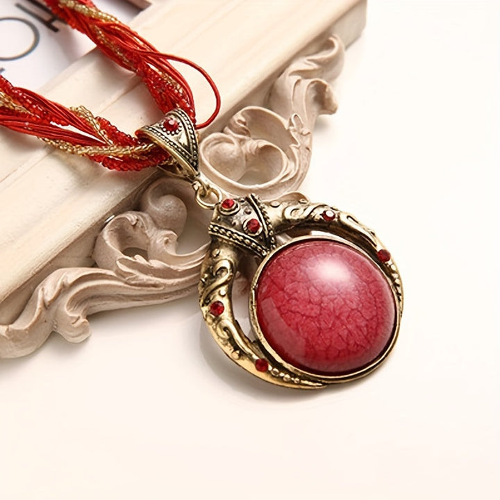 Jora | Collier Bohémien avec Pendentif en Pierre Verte Marbrée