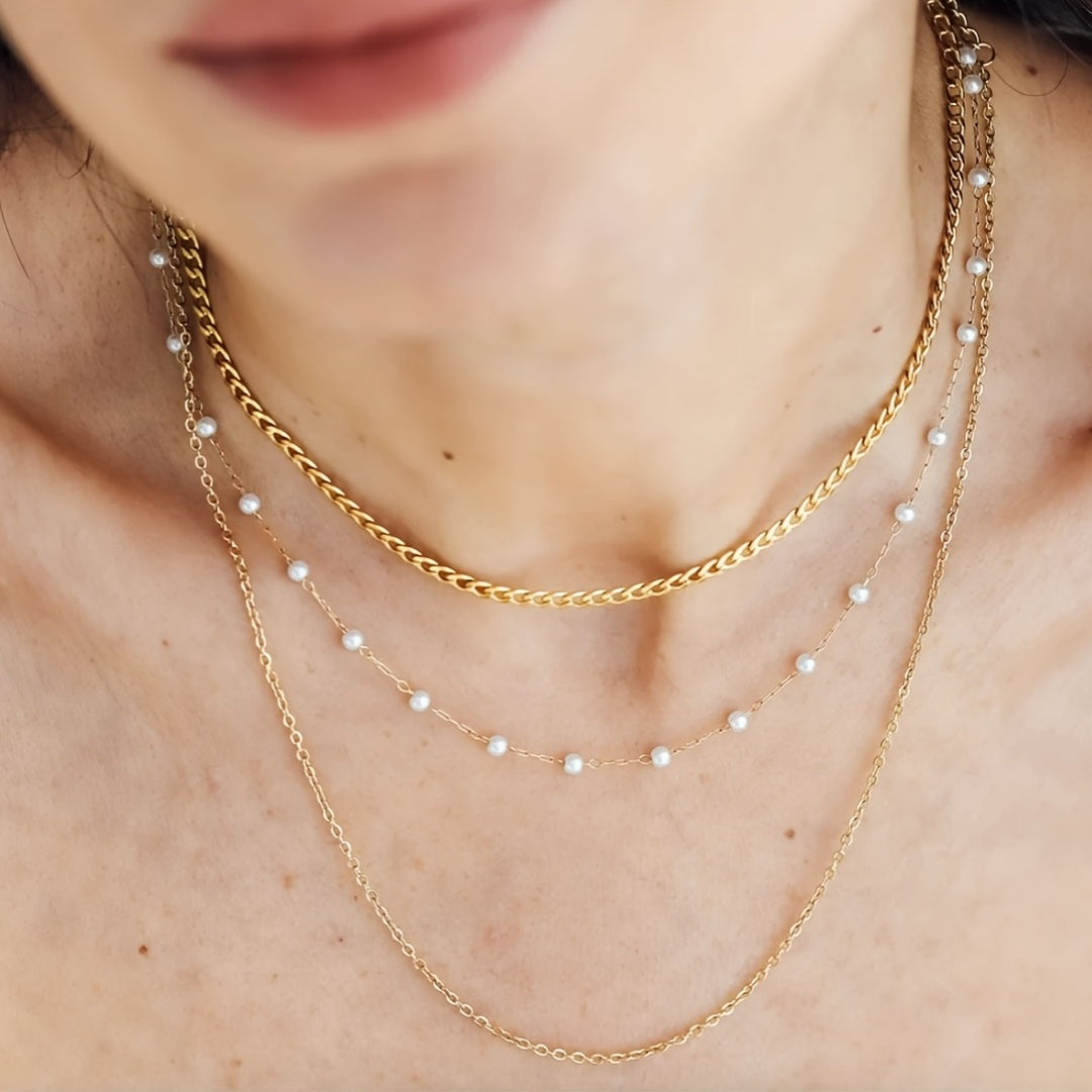 Winsley | Collier Élégant à Trois Couches avec Fini Doré